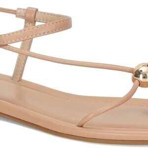 Women Flat Sandals Faux Leather Size 9 Open Square Toe Dressy Beach Slides